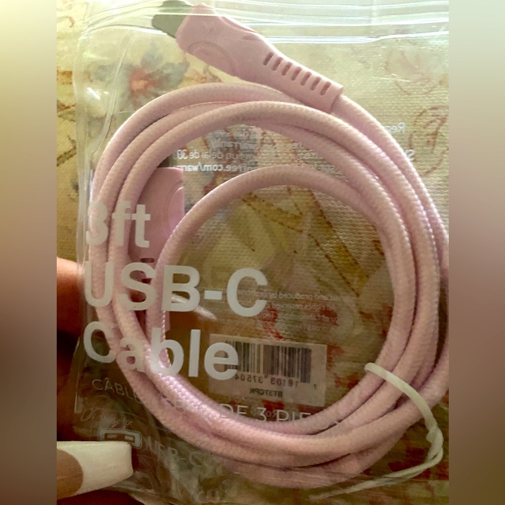 New USB C cable pastel pink